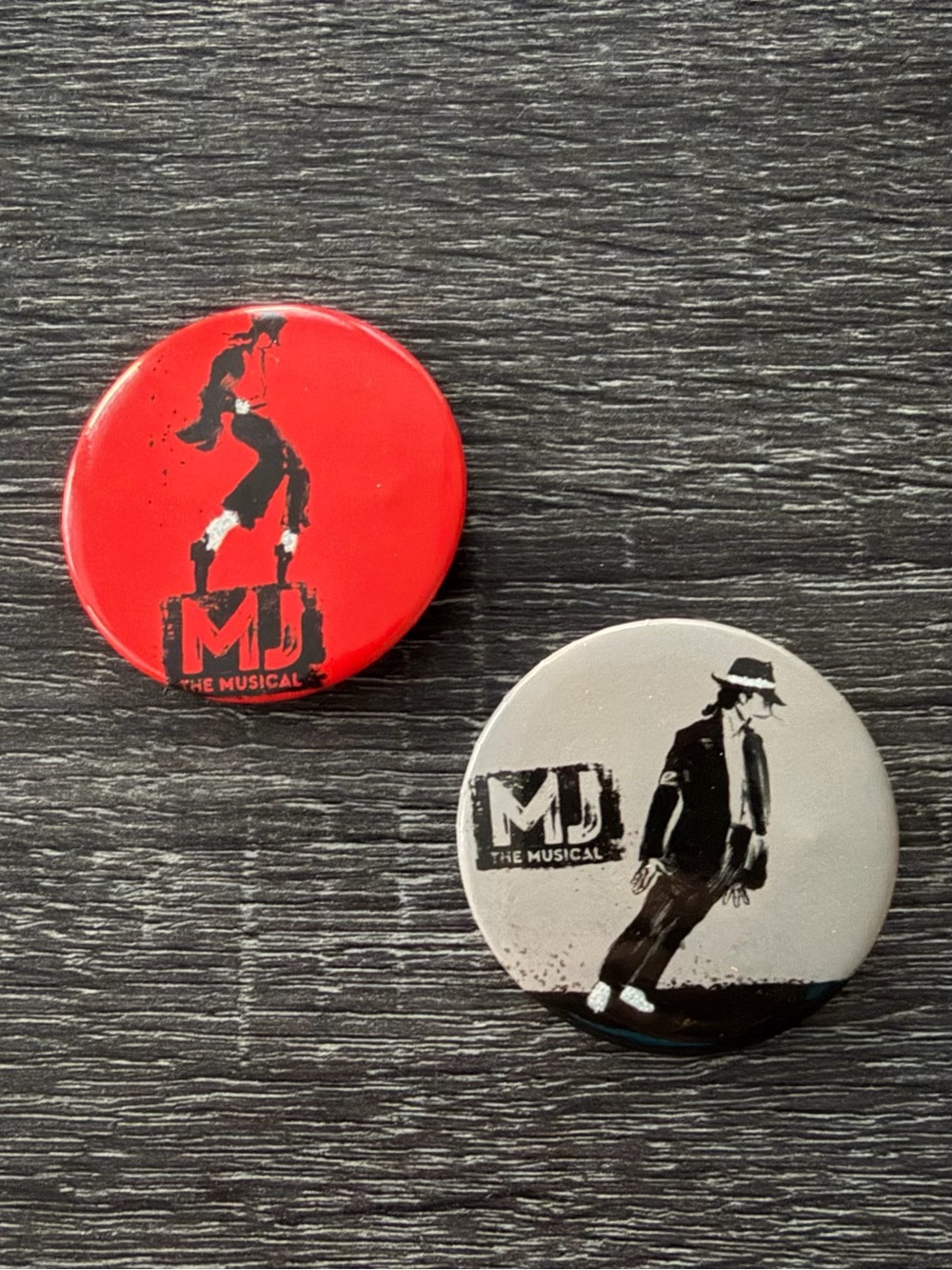 LOT/2 MJ The Musical Buttons Pins Michael Jackson King of Pop Broadway Musical
